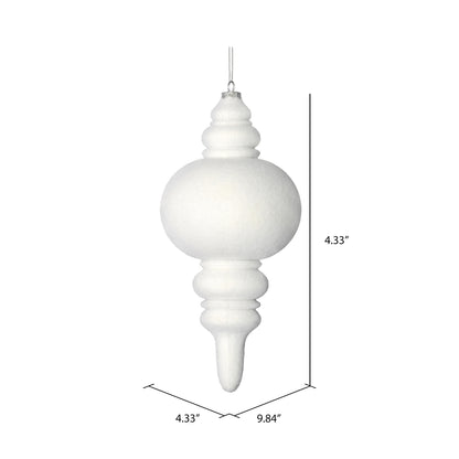 Vickerman 10" White Flocked Finial Ornament Pack of 3