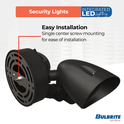Bulbrite 773703 Motion Sensor / Dusk-To-Dawn Wired Outdoor 2-Head LED Security Flood Light, Black