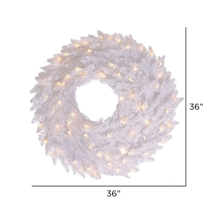 Vickerman 36" White Fir Artificial Christmas Wreath Warm White Dura-Lit LED lights