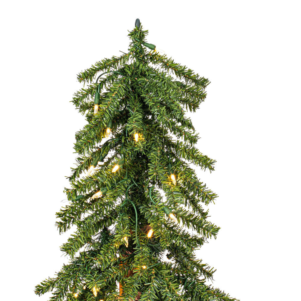 Vickerman 4' 5' 6' Natural Bark Alpine Artificial Christmas Tree Set Warm White Dura-lit LED Lights