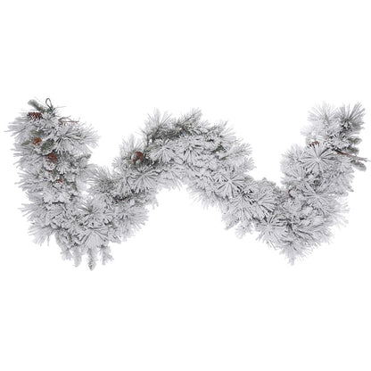 Vickerman 9' Flocked Alberta Artificial Christmas Garland Unlit