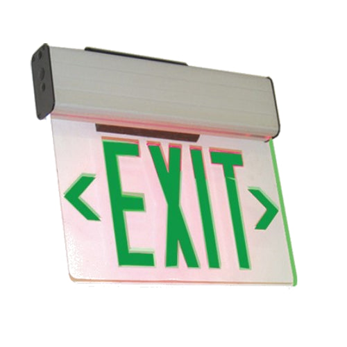 Westgate LED Edgelit Exit Sign W. B/C Double Face Univ 120/277V Red Letter , Mirror Panel, White Housing, LED Exit & Emergency Lighting, 4.5W