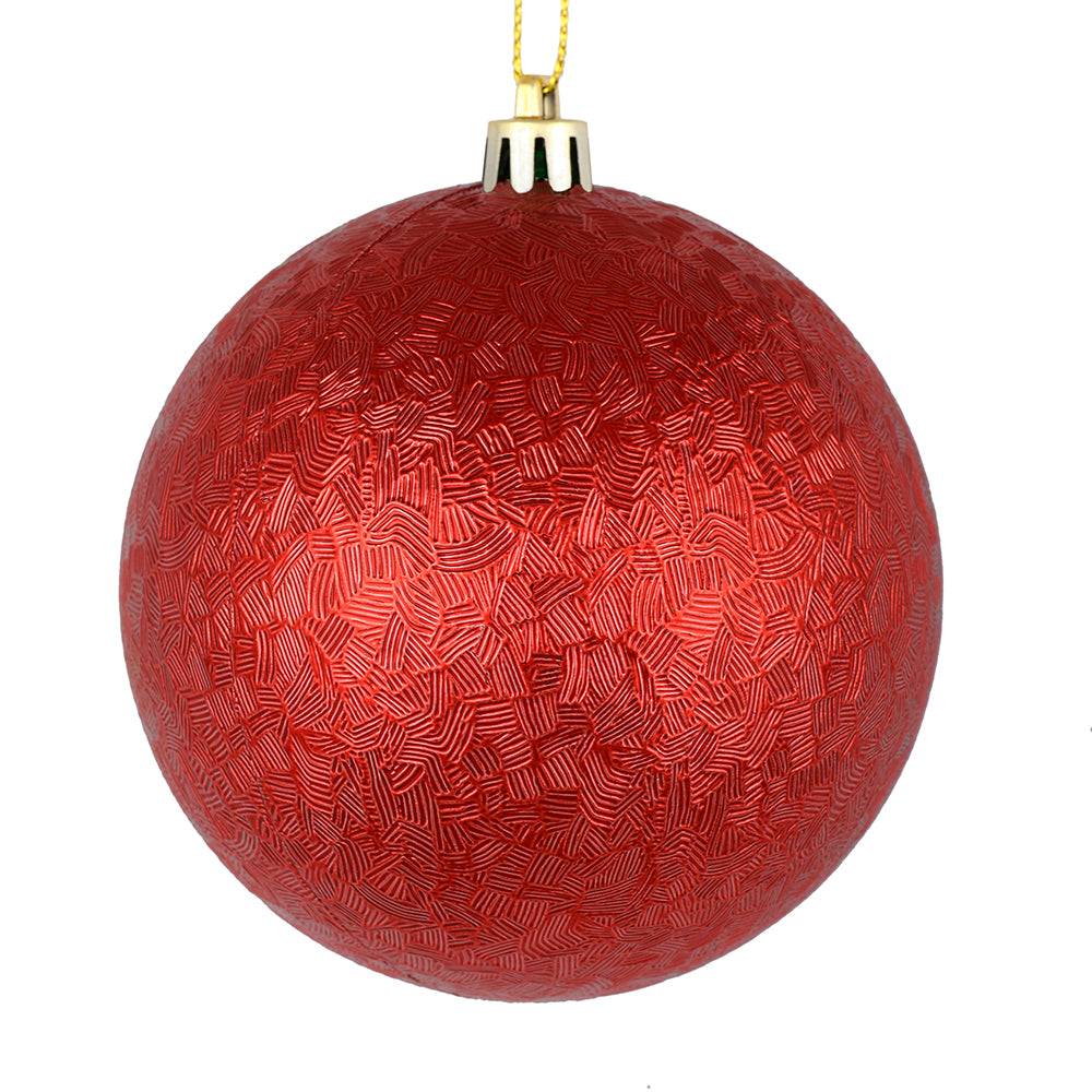 Vickerman 4" Red Brushed Ball Ornament 6 per Bag