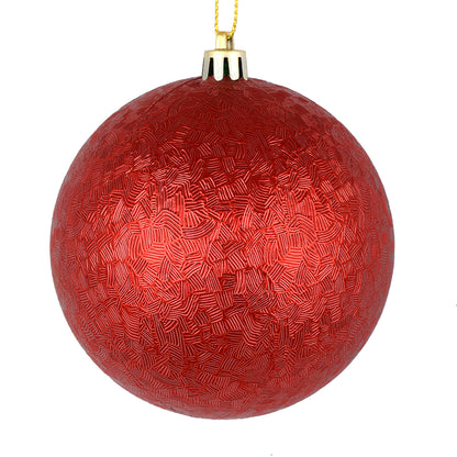 Vickerman 4" Red Brushed Ball Ornament 6 per Bag