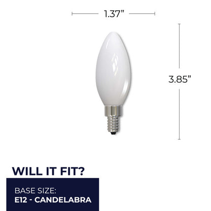 BULBRITE LED B11 CANDELABRA SCREW (E12) 4.5W DIMMABLE FILAMENT LIGHT BULB 2700K/WARM WHITE 40W INCANDESCENT EQUIVALENT 4PK (776672)