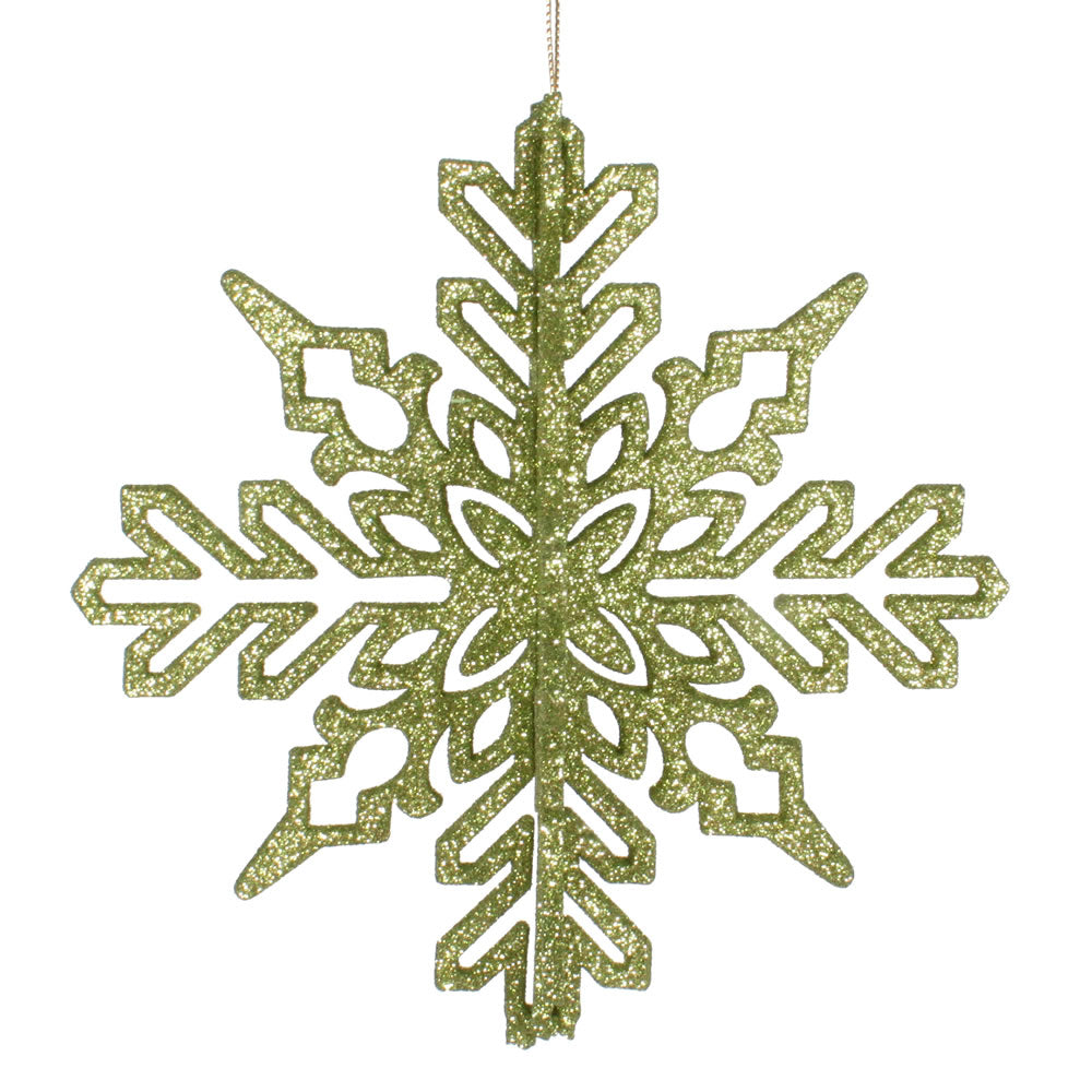 Vickerman 6" Lime 3D Glitter Snowflake Christmas Ornament Set of 3