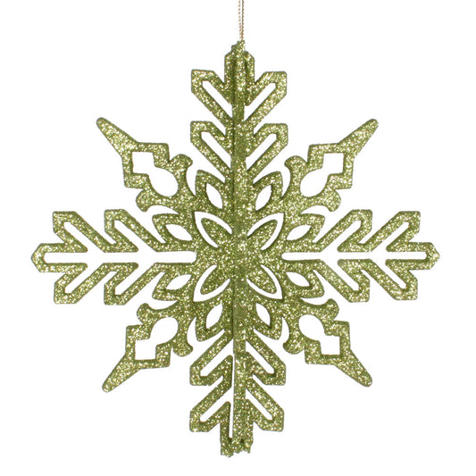 Vickerman 6" Lime 3D Glitter Snowflake Christmas Ornament Set of 3