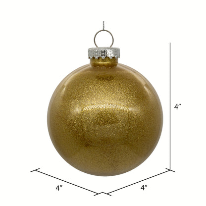 Vickerman 4" Clear Ball Christmas Ornament with Gold Glitter Interior 6 Pieces per bag