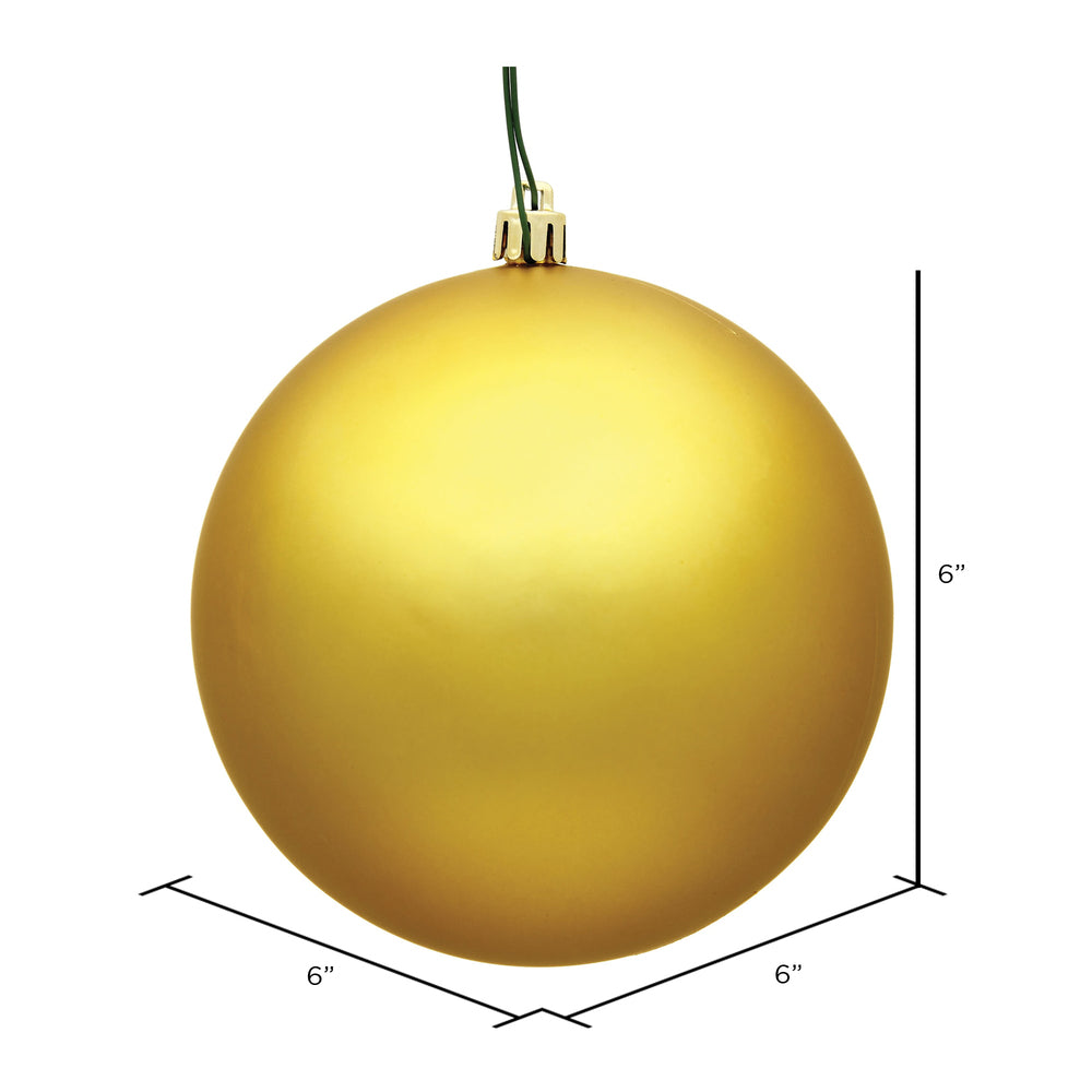 Vickerman 6" Honey Gold Matte Ball Ornament 4 per Bag