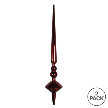 Vickerman 18" Burgundy Shiny Cupola Finial Ornament Pack of 2