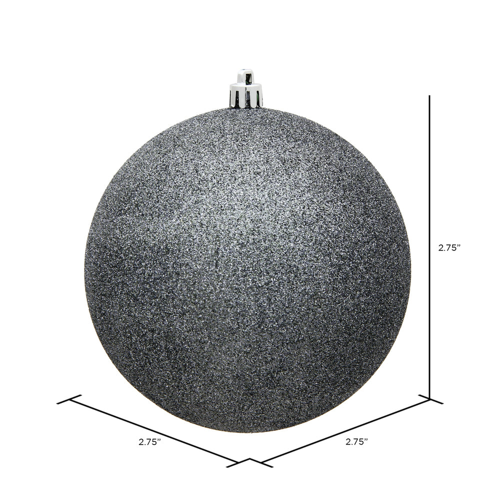 Vickerman 2.75" Pewter Glitter Ball Ornament 12 per Bag