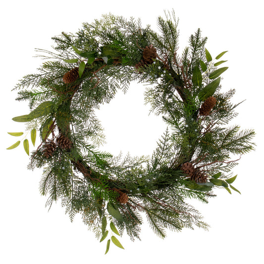 Vickerman 24" Cedar Pine Cone Twig Artificial Christmas Wreath Unlit