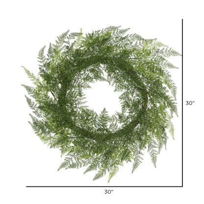 Vickerman 30" Artificial Green Lace Fern Wreath.