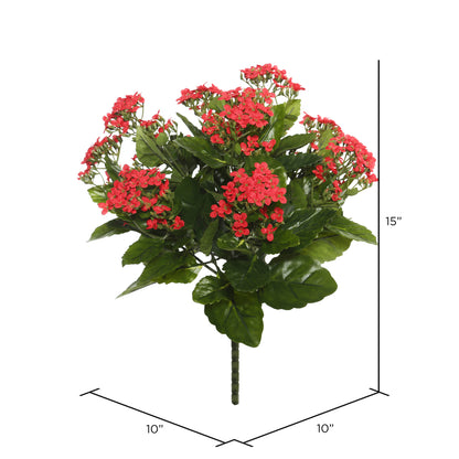 Vickerman 15" Artificial Red Kalanchoe Bush.