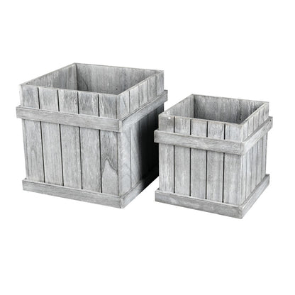 Vickerman 10" Wooden Panel Box Set/2. This set includes 2 boxes that measure 10.3"L x 10.3"W x 9.9"H and 7.9"L x 7.9"W x 7.9"H.