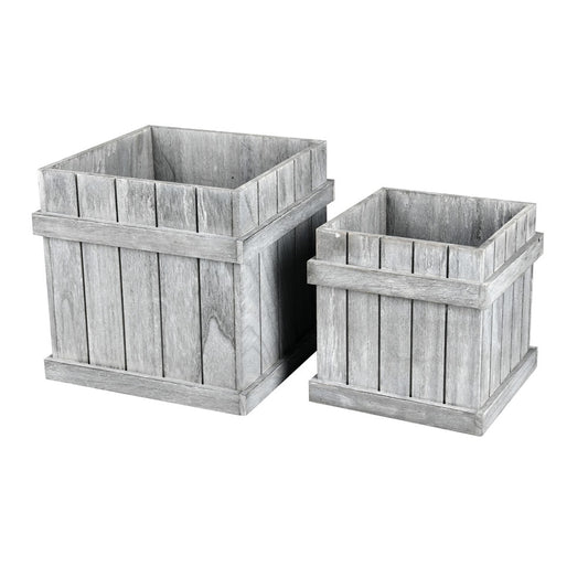 Vickerman 10" Wooden Panel Box Set/2. This set includes 2 boxes that measure 10.3"L x 10.3"W x 9.9"H and 7.9"L x 7.9"W x 7.9"H.