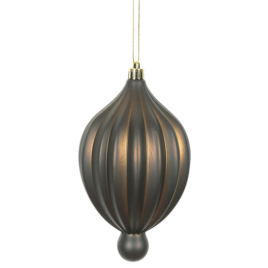 Vickerman 6.3" x 3.5"  Chocolate Matte Lantern Ornament with drilled and wired caps. Comes 4 per Bag.