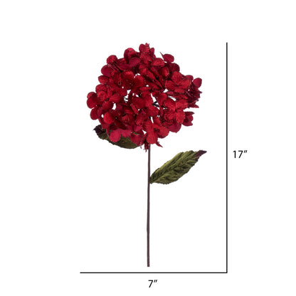Vickerman 17" Artificial Red Hydrangea Christmas Spray 3 per bag