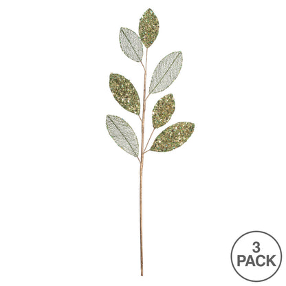 Vickerman 20" Green Mesh Apple Leaf Artificial Christmas Spray. Includes 3 sprays per pack.