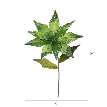Vickerman 26" Lime Velvet Poinsettia Artificial Christmas Pick 3 per Bag