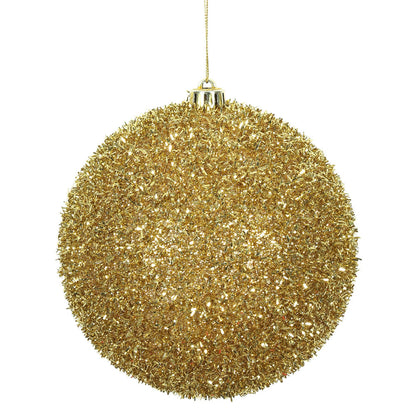 Vickerman 6" Gold Tinsel Ball Ornament 2 per Bag