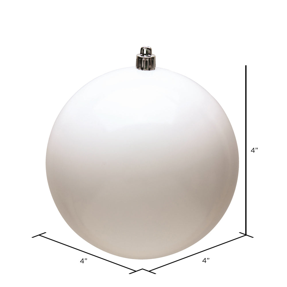 Vickerman 4" White Shiny Ball Ornament 6 per Bag