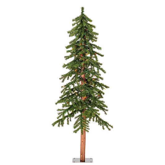 Vickerman 4' 5' 6' Natural Alpine Artificial Christmas Tree Set Multi-Colored Incandescent Lights