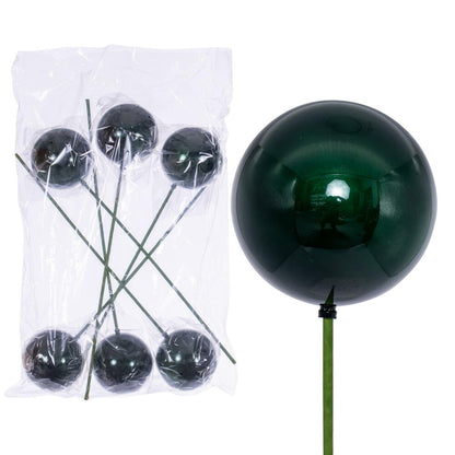 Vickerman 4" x 18" Midnight Green Pearl Ball Ornament Stick 6 per bag.