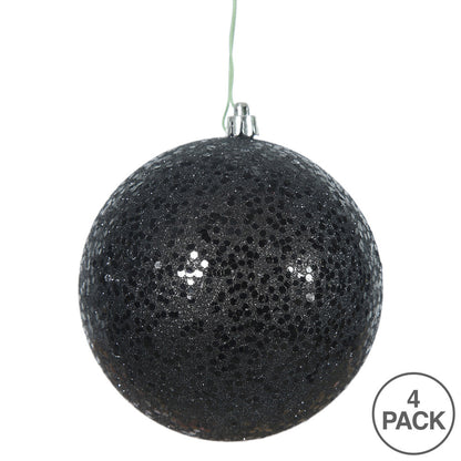 Vickerman 4.75" Black Sequin Ball Ornament 4 per Bag