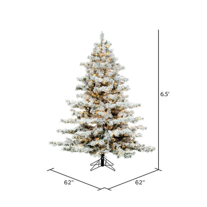 Vickerman 6.5' Flocked Alaskan Pine Artificial Christmas Tree Pure White Single Mold LED  lights