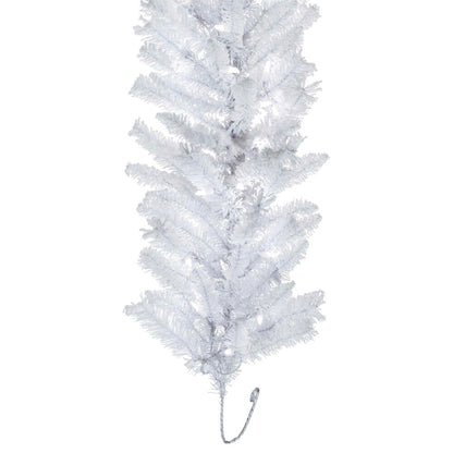 Vickerman 9' x 14" Flocked White Garland  Pure White Single Mold LED Lights.