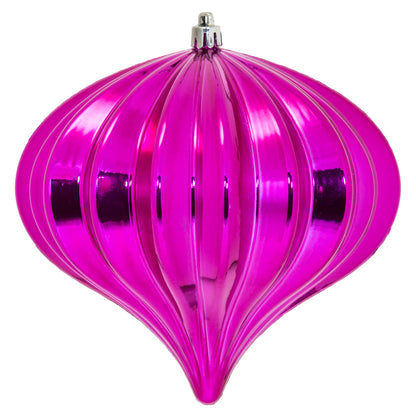 Vickerman 5.7" Fuchsia Shiny Onion Christmas Ornament UV Treated with Drilled and Wired Cap 3 per bag