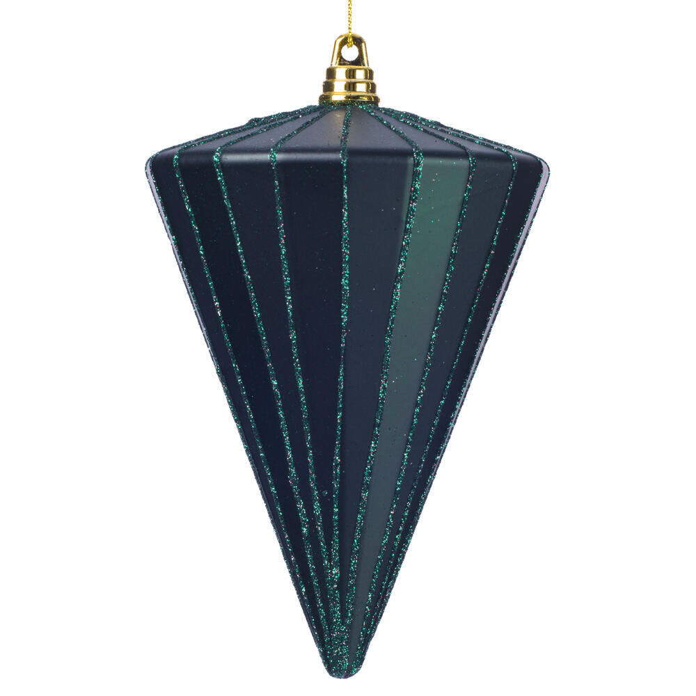 Vickerman 6" Matte Midnight Green Cone Ornament 3 per bag.