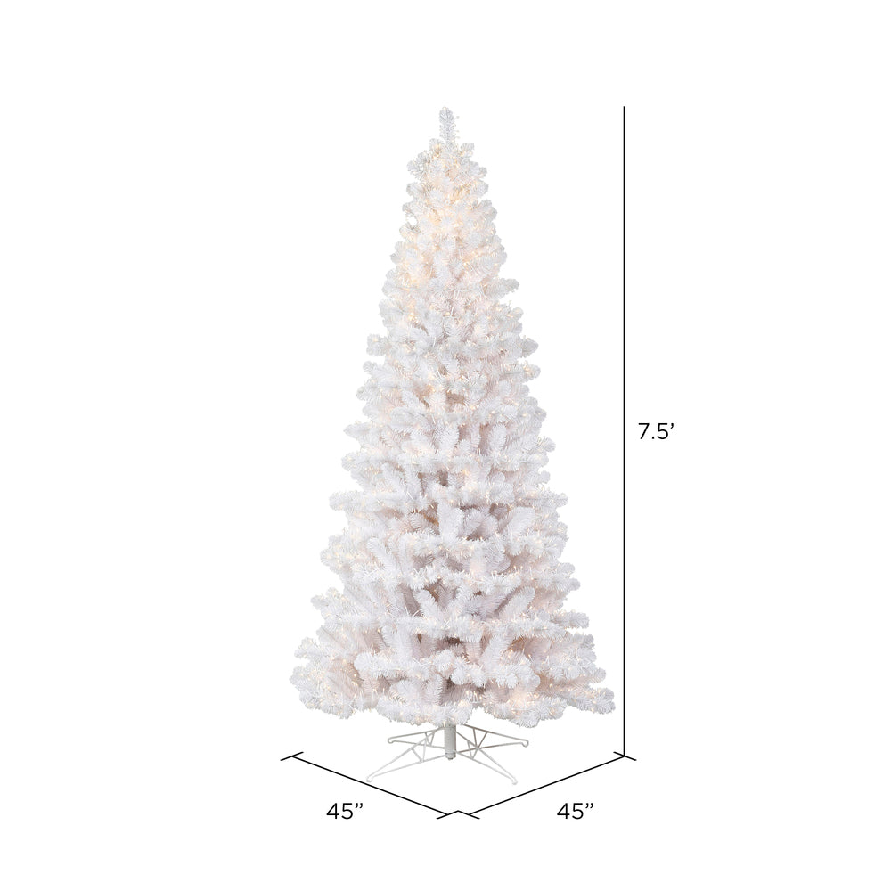 Vickerman 7.5' x 45" White Artificial Christmas Tree Warm White 8 function 3MM LED Lights