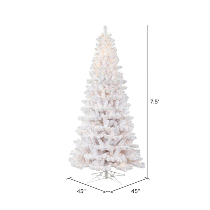 Vickerman 7.5' x 45" White Artificial Christmas Tree Warm White 8 function 3MM LED Lights