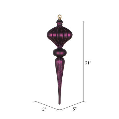 Vickerman 21" Plum Matte Finial Ornament with Glitter Accents