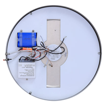 ASD Lighting LED Double Ring Flushmount 16inch 24W 120-277V Triac 3000/4000/5000K with Battery Back-up 12W Nickel ETL