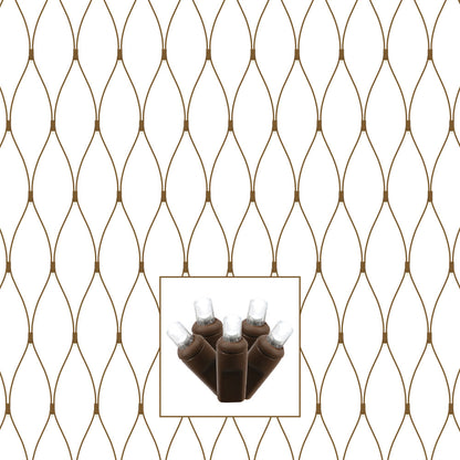 Vickerman 150 Pure White Wide Angle LED Single Mold Christmas Net Light Set Brown Wire