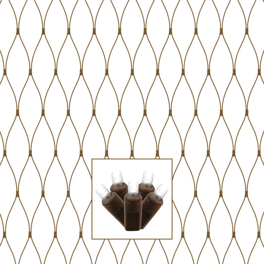 Vickerman 150 Pure White Wide Angle LED Single Mold Christmas Net Light Set Brown Wire
