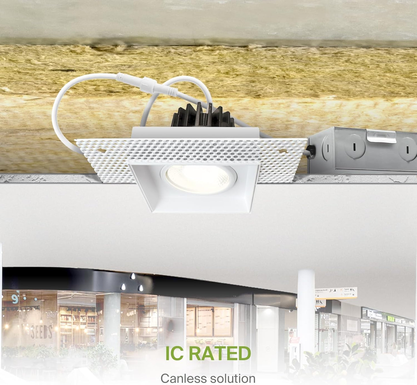 ASD Lighting LED Trimless Combo Downlight 1 head 3.5inch 15W 120V Triac 2700/3000/3500/4000/5000K White ETL