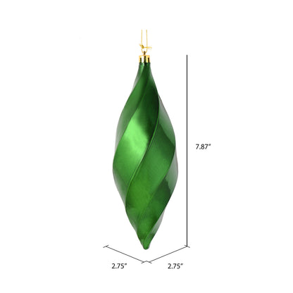 Vickerman 8" Emerald Shiny Swirl Finial Ornament Pack of 6