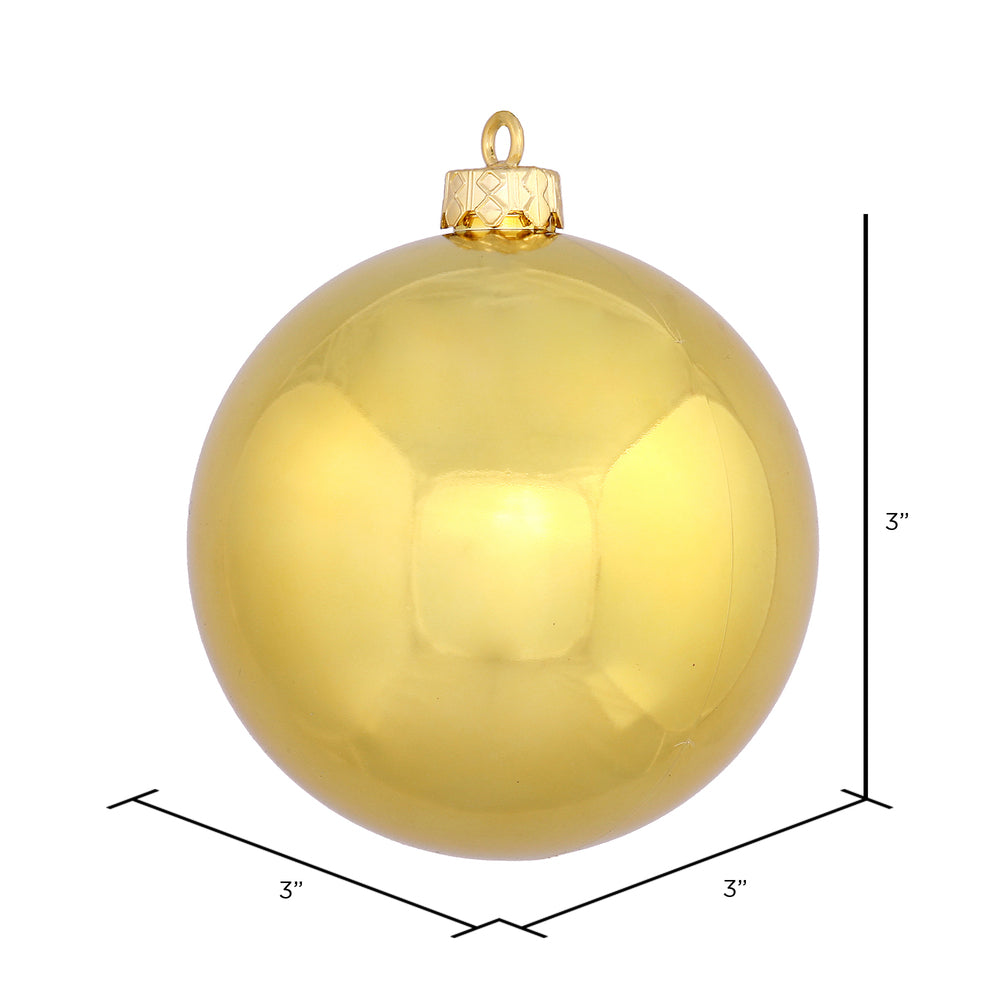 Vickerman 3" Gold Shiny Ball Ornament 12 per Bag