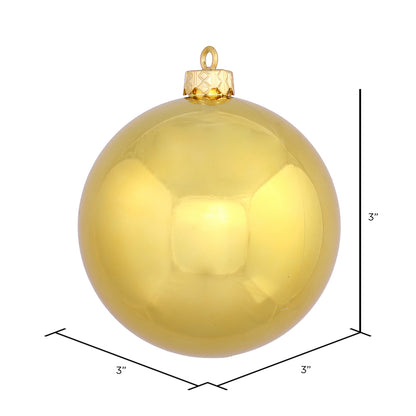 Vickerman 3" Gold Shiny Ball Ornament 12 per Bag
