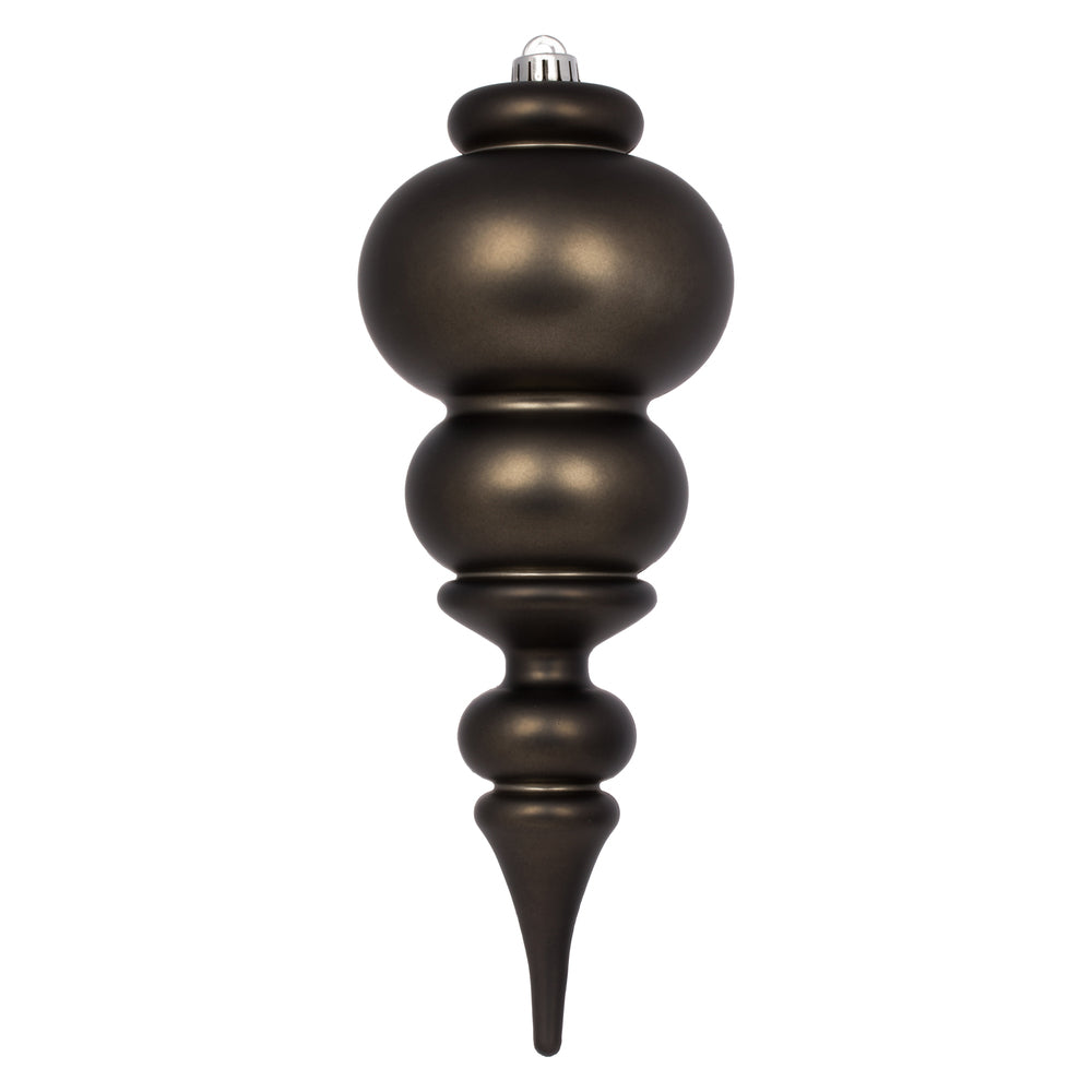 Vickerman 14" Gunmetal Matte Finial Christmas Ornament UV Treated with Drilled and Wired Cap