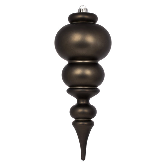 Vickerman 14" Gunmetal Matte Finial Christmas Ornament UV Treated with Drilled and Wired Cap