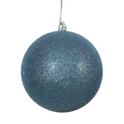 Vickerman 6" Sea Blue Glitter Ball Ornament 4 per Bag