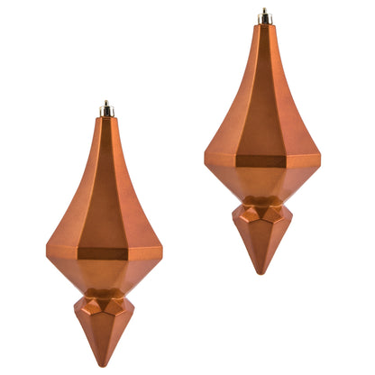 Vickerman 8" Copper Candy Finish Diamond Finial Ornament Pack of 2