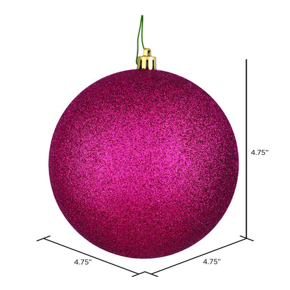 Vickerman 4.75" Berry Red Glitter Ball Ornament 4 per Bag