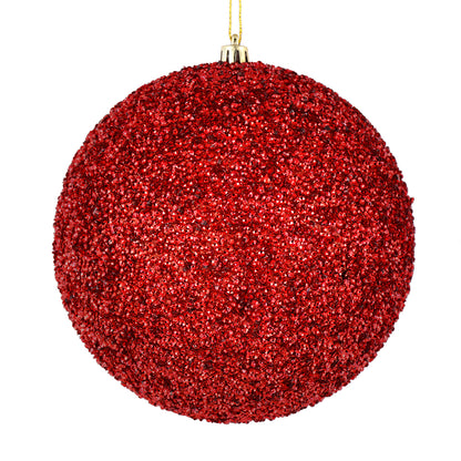 Vickerman 6" Red Beaded Ball Ornament 4 per Bag