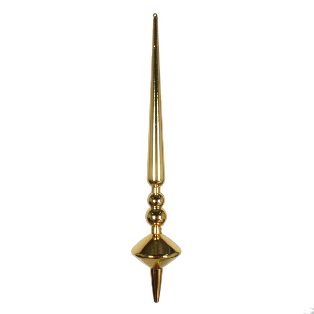 Vickerman 12" Honey Gold Shiny Cupola Finial. This long finial ornament adds depth and texture to any holiday decorating project. Made with shatterproof plastic. Includes 3 pieces per bag.